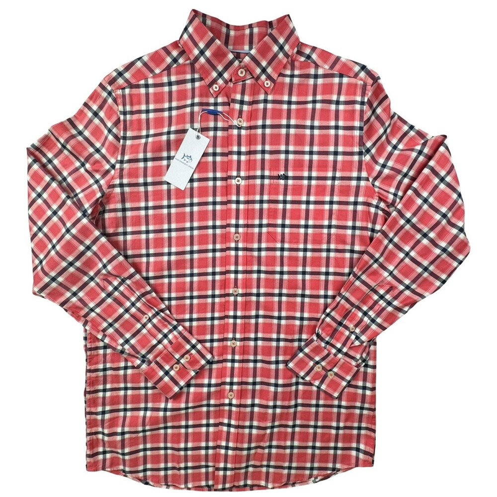 Southern Tide Mens XXL Shirt Button Down Red Plaid Casual Preppy Long Sleeve 2XL